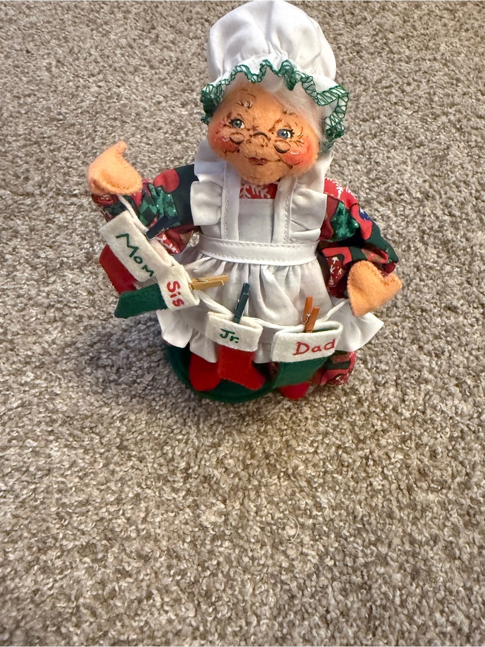 Annalee Mrs. Stocking Care 7 in Plush Fabric Figurine w/ Tag, Christmas 2002